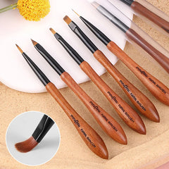 Sandalwood Handle Ombre Nail UV Gel Liner Brush Drawing Pen Painting Stripes Flower Manicure Nail Art Tools