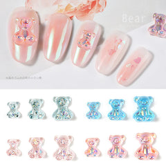 3D Silica gel Aurora Bear Butterfly Bow Nail Art Accessories Resin Acrylic Nails Jewelry DIY Manicure Decorations