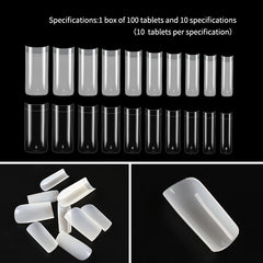 100pcs Long Almond Coffin French Fake Nails Half Full Cover Nail Art Extension Tips Claw False Nail Artificial Tips