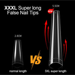 3XL Super Long Coffin False Nail Art Tips French Stiletto Half Full Cover Soft Gel Fake Nails Extension Length Artificial Tips