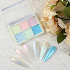 Mixed 6 Colors Solid Chrome Mirror Nail Powder Glitter Rub Nail Art Pigment Mirror Effect Manicure Tips Decoration Accessories