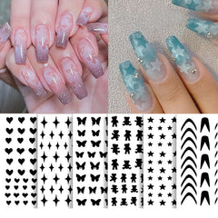 Airbrush Stencil For Nails Heart Butterfly Bear Stars Love Heart Hollow Nail Sticker Airbrush Templates French Manicure Tips