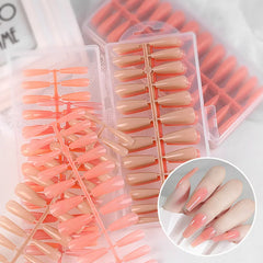 240PCS Pink  Long Coffin False Nail Art Tips Full Cover Artificial Fake Nails Tips Acrylic UV Gel Nail Polish Manicure