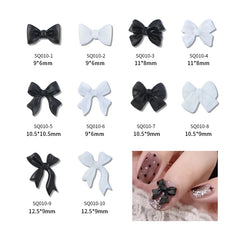 50Pcs 3D Charms Nail Art Decorations Black White Color Bow KNOT Nail Decoration Jewelry DIY Nail Accessories Manicure Tools