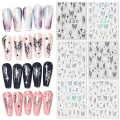 3D Metalic Charms Butterfly Nail Art Sticker Nail Glitter Sticker Decorations Decals Home DIY Nail Tips Decorated Tools
