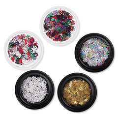 Winter Christmas Snowflake Nail Sequins Gold Metal Acrylic Glitter Nail Tips Manicure Snow Flower Decoration Accessories