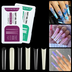 3XL Super Long Coffin False Nail Art Tips French Stiletto Half Full Cover Soft Gel Fake Nails Extension Length Artificial Tips