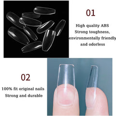 550PCS Clear Acrylic Long Ballerina Fake Nails Almond Coffin Full Half Cover False Nails Artificial Nail Soft Gel Tips